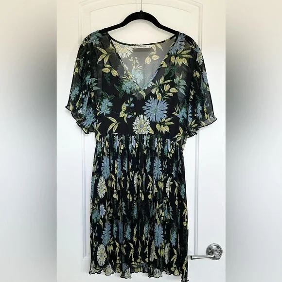 zara floral pleated dress Zara Pink White Floral Rose Halter Neck Midi Dress Pleated Wedding Blogger M New